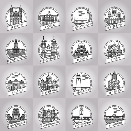 city badge collection setのイラスト素材