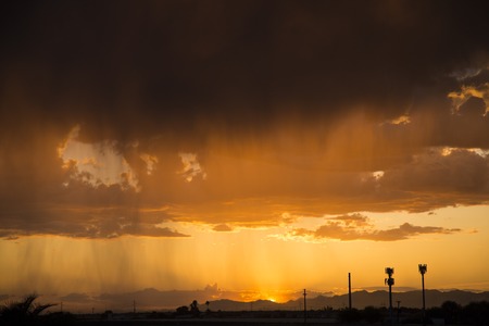 Rainfall At Sunset In Arizonaの写真素材