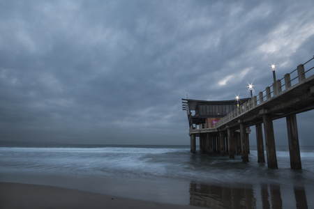 The Pier at Addington Beach on a Cloudy Morningのeditorial素材