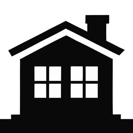 black silhouette of a house on a white background, vector illustration.のイラスト素材
