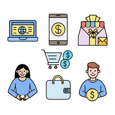 Set of icons on the theme of online shopping. Vector illustration.のイラスト素材