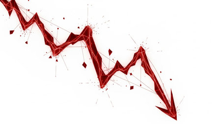 Fractal 3D illustration of a red graph on white backgroundの素材