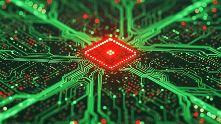Circuit board background. Electronic computer hardware technology. 3D renderingの素材