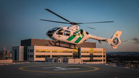 Helicopter at the Frankfurt airport in Frankfurt, Germany.の素材