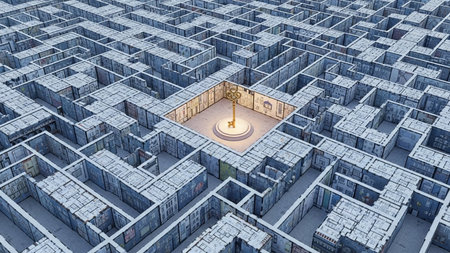 3d rendering of a warehouse with a key in a keyholeの素材