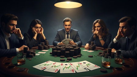 Group of business people playing poker at the casino. Poker and casino concept.の素材