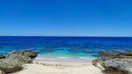 Very beautiful beach with rocks and blue skyviewの写真素材