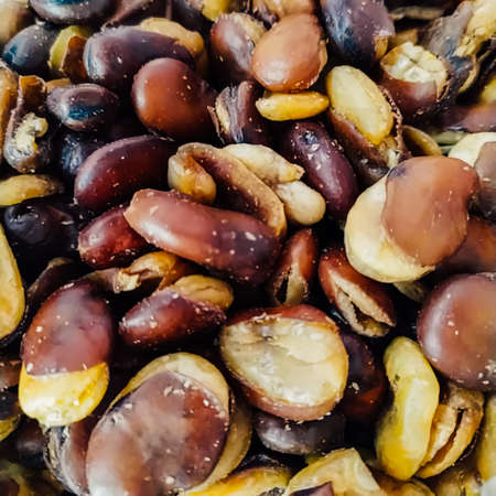A close up of roasted Koro peanutsの写真素材