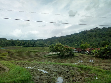 A combination of sky, mountains and rice terraces that are so beautiful in the countryside