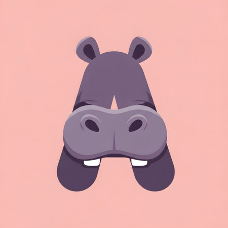 Hippo head icon isolated on pink background. 3D renderingの素材