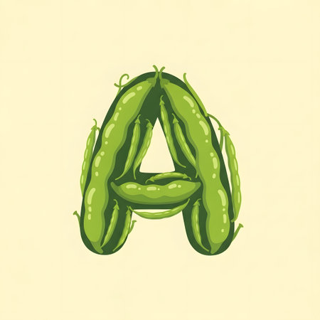 Green bean font. Letter A. Vector illustration. Eps 10.の素材