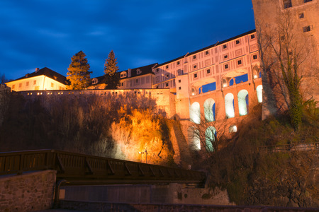 Cesky Krumlov - castle in the evening lightのeditorial素材