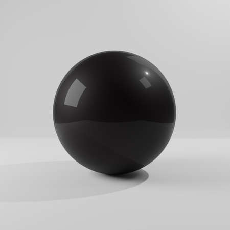 3d illustration black sphere on white backgroundの写真素材