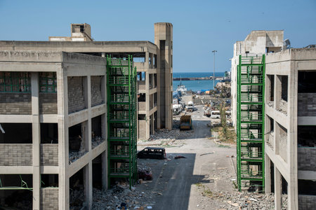 Beirut Blast | City Port and Buildings destruction after the Massive Nitrate explosion disasterのeditorial素材