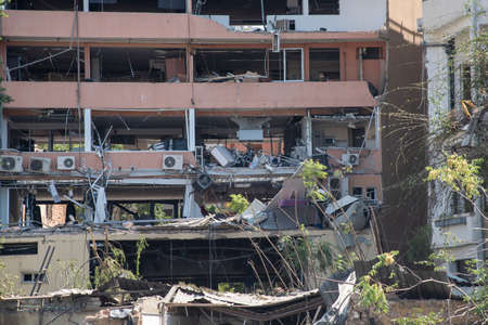 Beirut Blast | City Port and Buildings destruction after the Massive Nitrate explosion disasterのeditorial素材