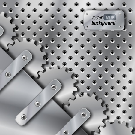 Metal plate and gears vectorのイラスト素材
