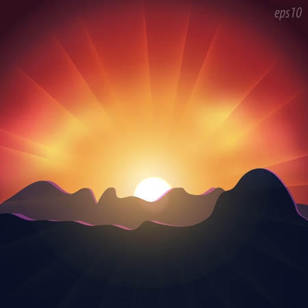 Sunset in the mountainsのイラスト素材