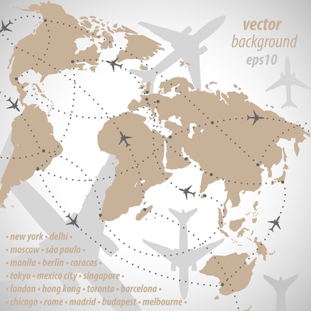 World map flight travel illustrationのイラスト素材