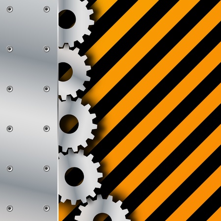 Metal plate and gears on grunge vectorのイラスト素材