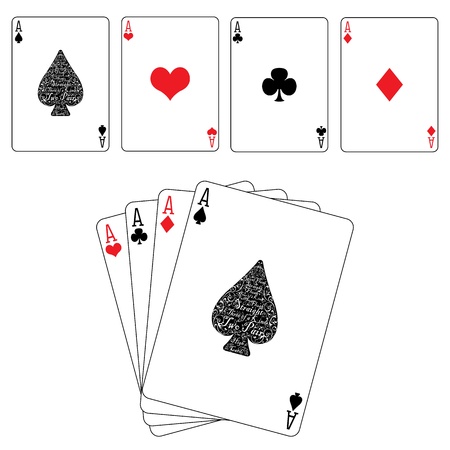 Poker card spades diamonds hearts clubs aceのイラスト素材