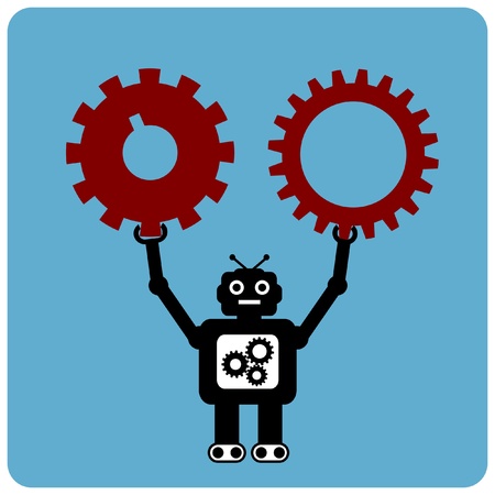 Modern robot with red gearsのイラスト素材