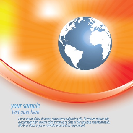 Abstract orange red yellow background with globeのイラスト素材