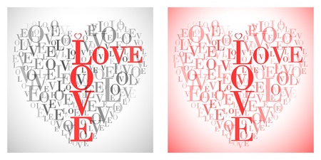 A heart made of words "LOVE" setのイラスト素材