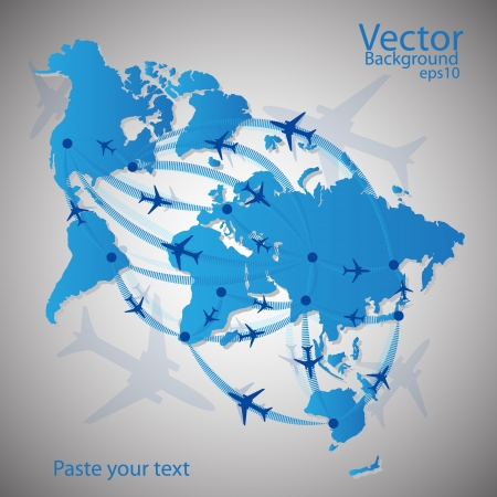 illustration night travel world mapのイラスト素材