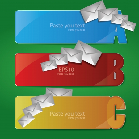 Abstract wave colorful background set with mail lettersのイラスト素材