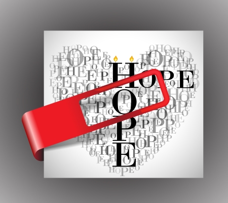 A heart made of words  HOPE  with stickerのイラスト素材