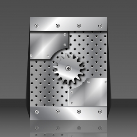 Metal plate and gears - flyer designのイラスト素材