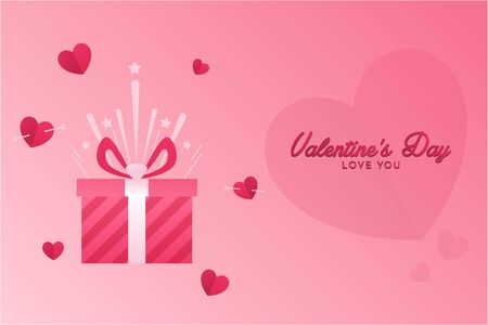 Valentines day background in flat design with gift boxのイラスト素材