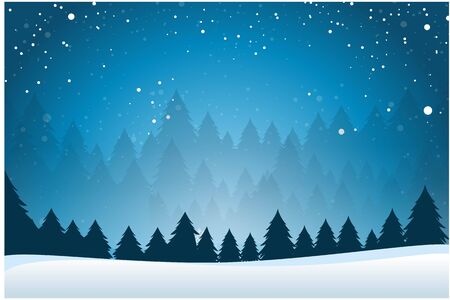 Winter landscape background with tree and snowflakeのイラスト素材