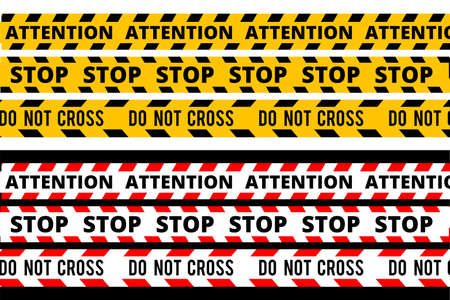 Collection of Warning stripe vector. Pack of caution stripe vector. Police Line vector.のイラスト素材