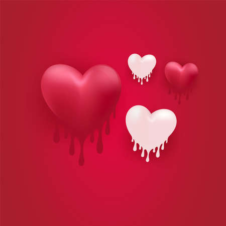 Hearts shape design with drips illustration. Heart vector illustrationのイラスト素材