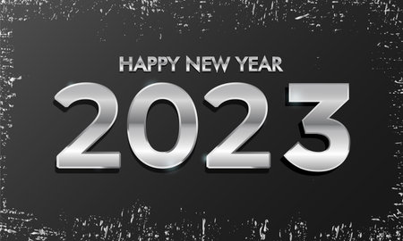 Modern Happy New Year 2023 with steel and grunge. Twenty Twenty Three vector design. Happy New Year...