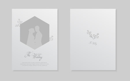 Simple and elegant wedding invitation card vector. Clean wedding invitation design backgroundのイラスト素材