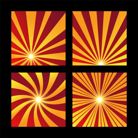 Collection of striped sunburst pattern background. Pack of retro striped sunburst background