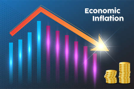 Economic inflation design vector illustration. Economic crisis with falling growth and rising inflation background.のイラスト素材