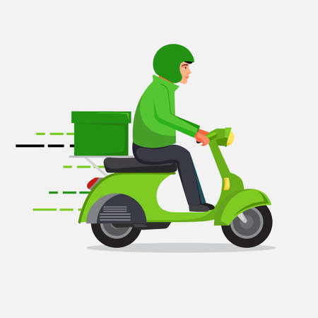 Flat design of delivery man with motorcycle vector illustration&#xA;のイラスト素材