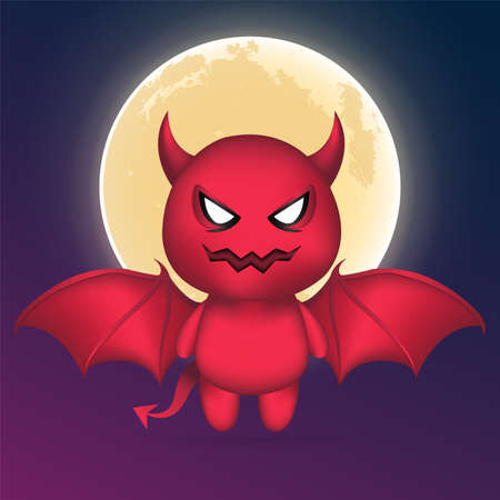 Cute devil kids vector. Cute demon kid vector. Halloween costume vectorのイラスト素材