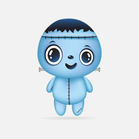 Cute frankenstein kids vector. Halloween cartoon costume vectorのイラスト素材