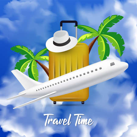 Fantastic and modern travel time design background vector. World tourism day design backgroundのイラスト素材