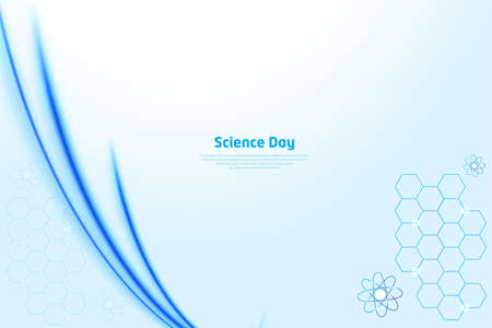 Happy science day design background with technology  and geometric elements vector.のイラスト素材