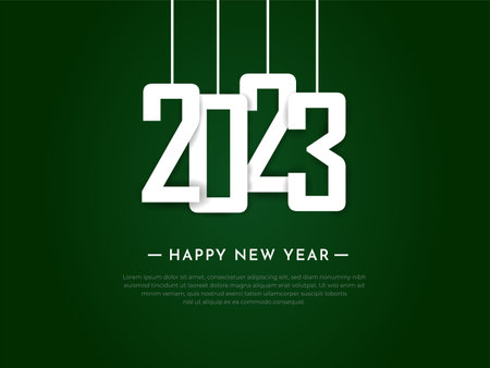 Wonderful and Bizarre happy new year 2023 design background with memphis and geometric style vector.のイラスト素材