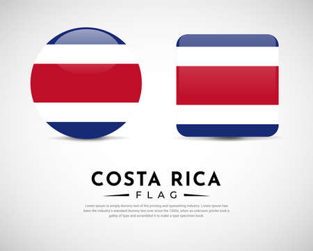 Realistic Costa Rica flag icon vector. Set of Costa Rica flag emblem vectorのイラスト素材