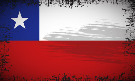 Wavy Chile flag background vector with brush stroke style. Chile  Independence Day Vector Illustration.のイラスト素材