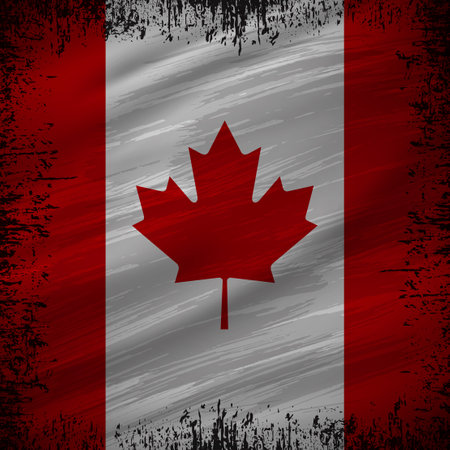 Wavy Canada flag background vector with brush stroke style. Canada  Independence Day Vector Illustration.のイラスト素材