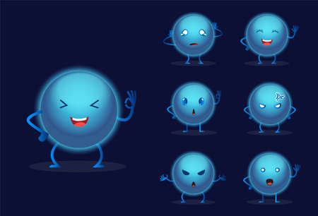 Cute monsters character design icon with many different expression. Collection of monsters design backgroundのイラスト素材