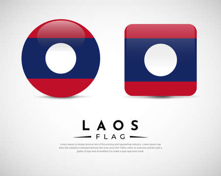 Realistic Laos flag icon vector. Set of Laos flag emblem vectorのイラスト素材